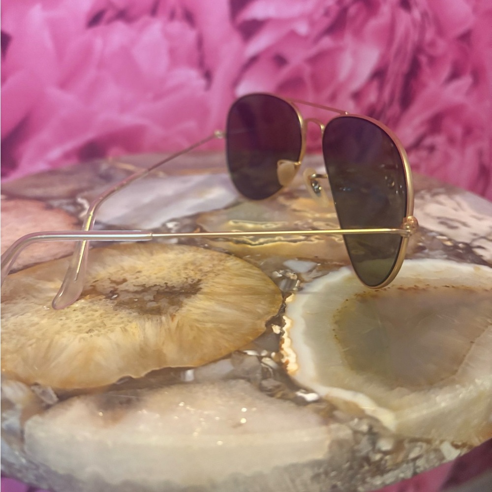 Ray-Ban Gold Frame Sunglasses with Blue Lenses - Picture 4 of 6